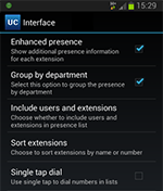 Interface settings